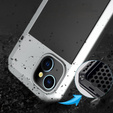 Pouzdro pro iPhone 15, pancéřované, s integrovaným sklem, stříbrné