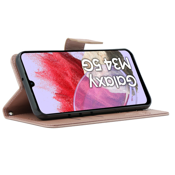 Klopové pouzdro pro Samsung Galaxy M34 5G, Butterfly, růžové rose gold