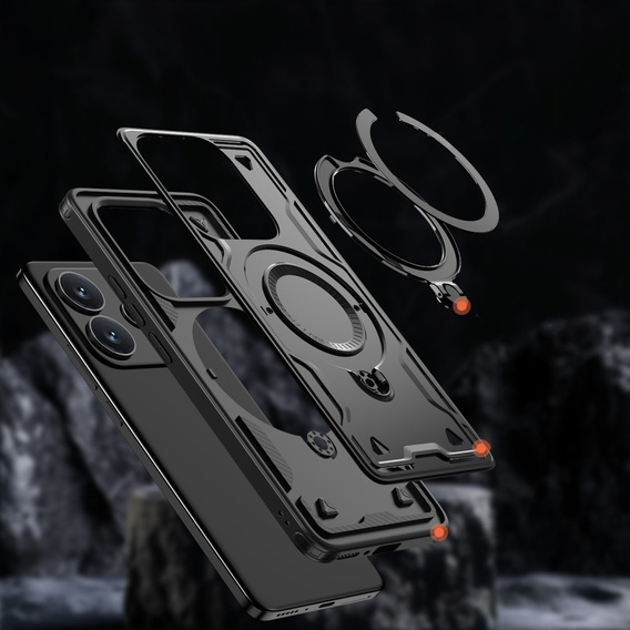 Pouzdro pro Xiaomi Redmi Note 14 5G, Military MagSafe, černé + 9H sklo