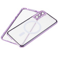 Magnetické pouzdro Dual Glass MagSafe pro Samsung Galaxy S22, fialové