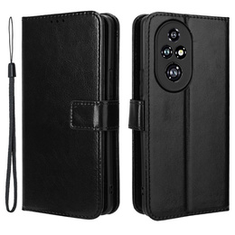 Klopové pouzdro pro Honor 200 Pro 5G, Crazy Horse Wallet, černé
