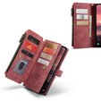 Pouzdro CASEME pro Samsung Galaxy A56 5G, Leather Wallet Cash and Card Slots, s poutkem, červené