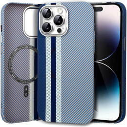 Pouzdro pro iPhone 14 Pro Max, Carbon Fiber MagSafe, modré