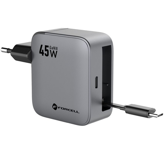 Síťová nabíječka GaN s kabelem USB-C 45 W Forcell F-Energy