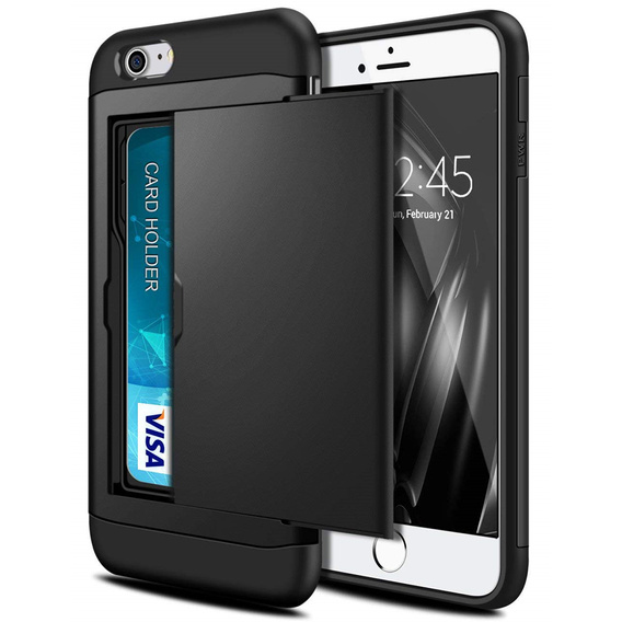 Pouzdro pro iPhone 7/8/SE 2020/SE 2022, Sliding Card Holder, černé