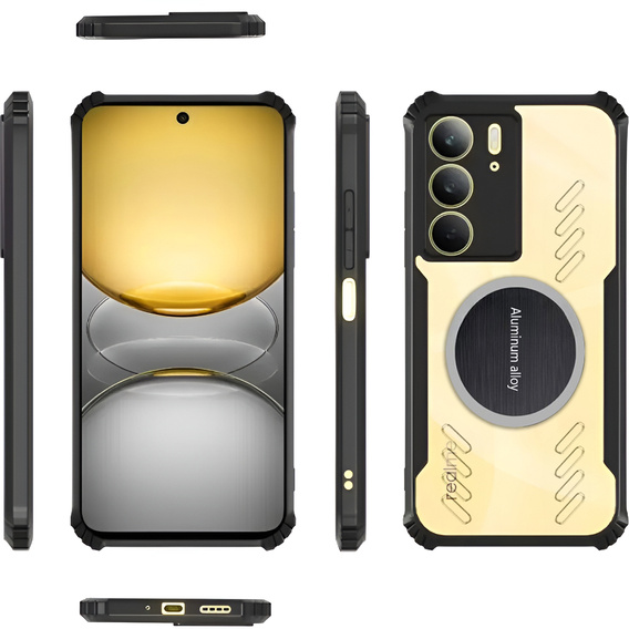 Pouzdro pro Realme 14X / Realme C75, s magnetickou fólií, transparentní / černé