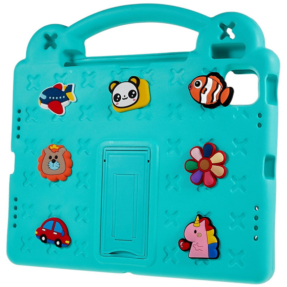Dětské pouzdro pro Apple iPad Air 11" 6 gen. 2024, Cute Patterns, se stojánkem, zelené