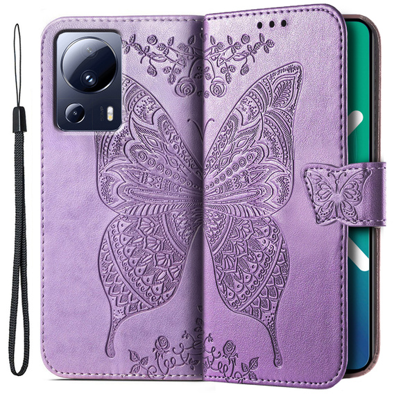 Klopové pouzdro pro Xiaomi 13 Lite, Butterfly, fialové