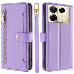 Klopové pouzdro pro Infinix Note 40 Pro, Wallet Zipper Pocket, fialové