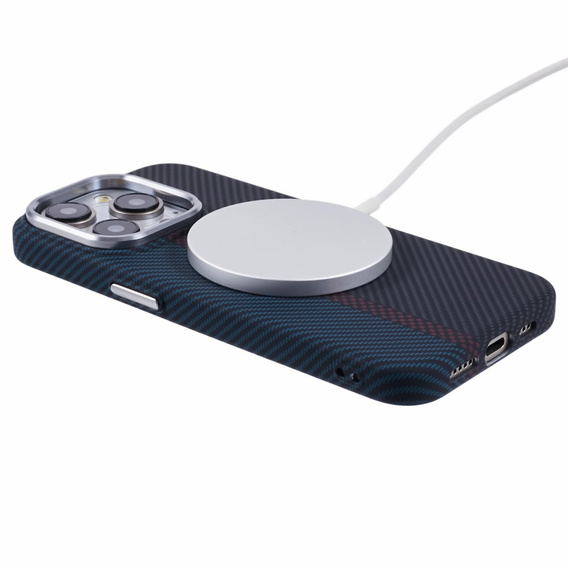Pouzdro pro iPhone 14 Pro, Carbon Fiber MagSafe, černá / modrá