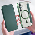 Klopové pouzdro pro Samsung Galaxy S24, RFID Wallet MagSafe CamShield, zelené