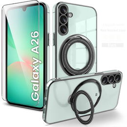 Magnetické pouzdro pro Samsung Galaxy A26, pro MagSafe, černé + sklo 9H