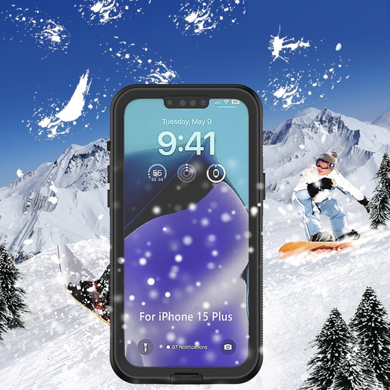 Vodotěsné pouzdro IP68 pro iPhone 15 Plus, černé