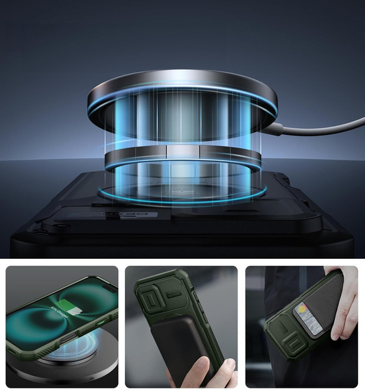 Pancéřové pouzdro pro iPhone 16, Dexnor CamProtect MagSafe, zelené