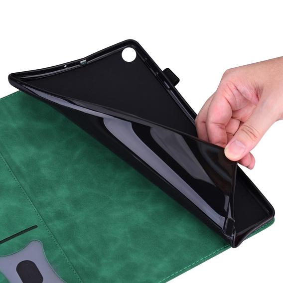 Pouzdro pro Samsung Galaxy Tab S10 FE+ Plus, Classic, s prostorem pro stylus, zelené