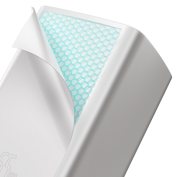 Baseus GaN2 Lite 65 W USB-C + USB-A síťová nabíječka, bílá (EU)