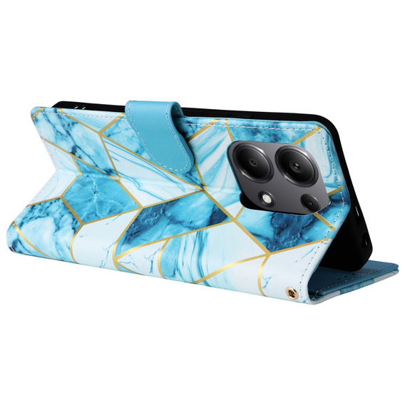 Klopové pouzdro pro Xiaomi Redmi Note 13 Pro 4G / Xiaomi Redmi Note 14S / Xiaomi Poco M6 Pro 4G, Wallet, Marble modré