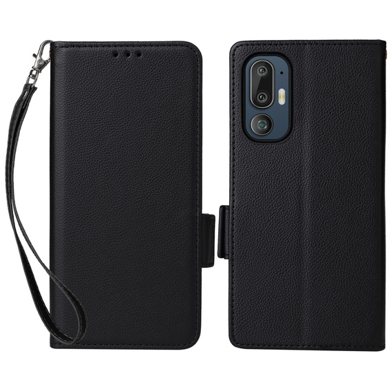 Pouzdro pro HTC U24 Pro 5G, Wallet Litchi Leather, černé