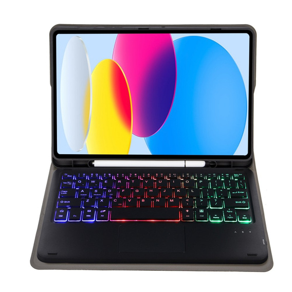 Pouzdro s podsvícenou bluetooth touchpad klávesnicí pro iPad 10.9" 2022 (10 gen.), černé