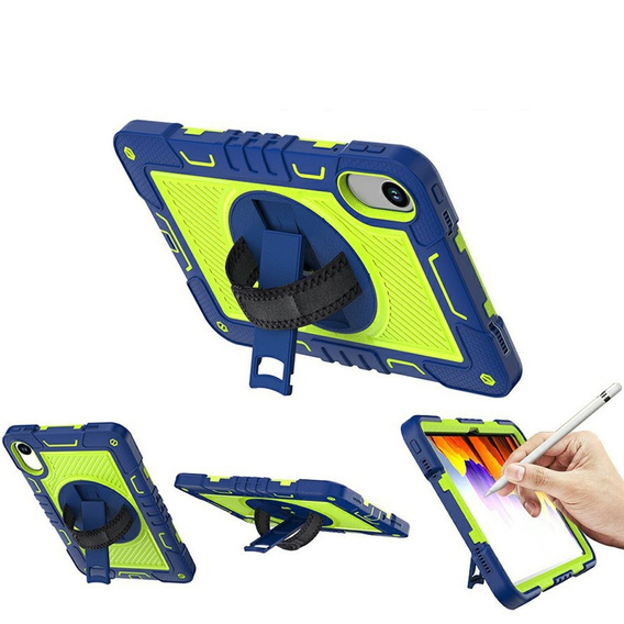 Pevné pouzdro pro Xiaomi Redmi Pad 2, se stojánkem a ramenním popruhem – tmavě modré a zelené