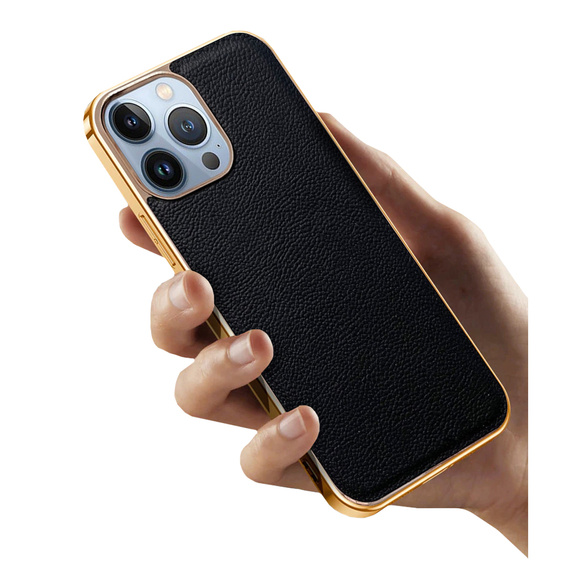Pouzdro pro iPhone 14 Pro, Cowhide Leather, černé