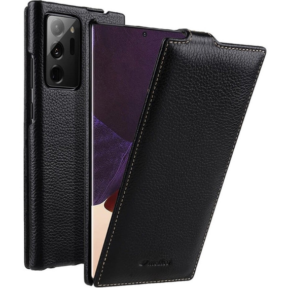 MELKCO flipové pouzdro pro Samsung Galaxy Note 20 Ultra, kožené, flipové, černé