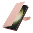 Klopové pouzdro pro Samsung Galaxy S23 Ultra, peněženka, pro MagSafe, růžové rose gold