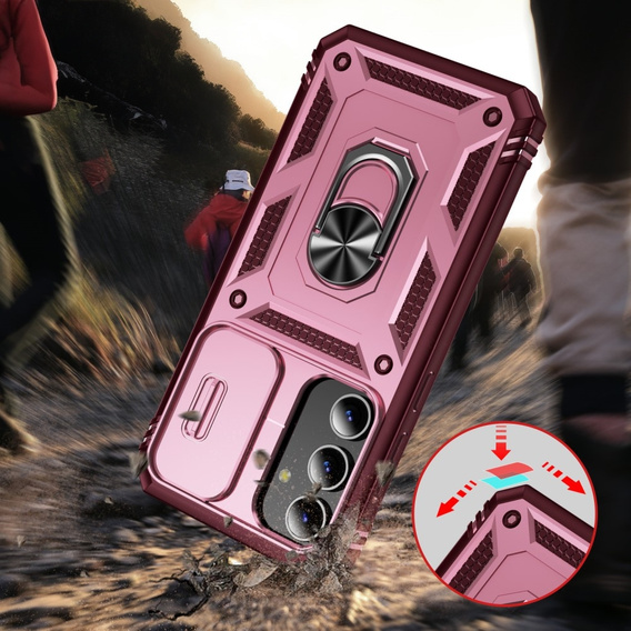 Pouzdro pro Samsung Galaxy S24+ Plus, CamShield Slide, růžové/ červené