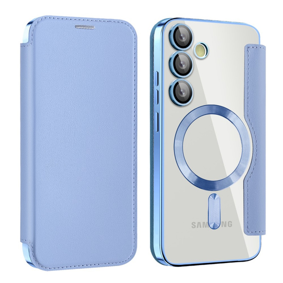 Klopové pouzdro pro Samsung Galaxy S24 FE, RFID Wallet MagSafe CamShield, modré
