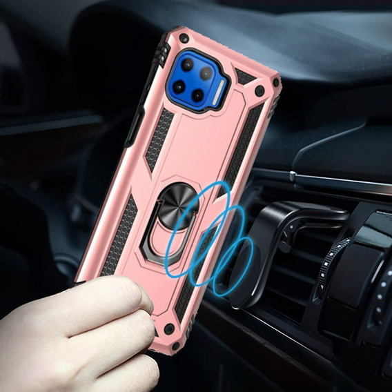 Pancéřové pouzdro pro Motorola Moto G 5G Plus, Nox Case Ring, růžové rose gold