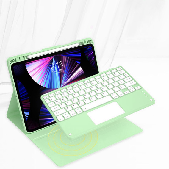 Pouzdro + klávesnice iPad Air 10.9 4 2020 / 5 2022, Touchpad, zelené