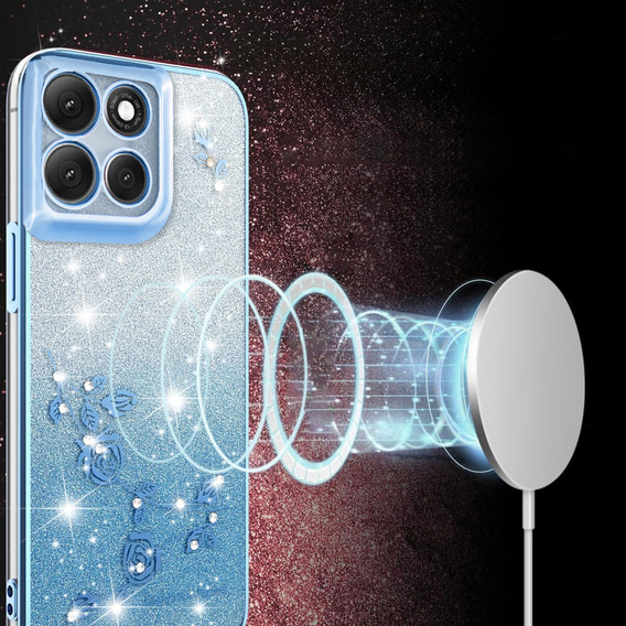 Pouzdro pro Motorola Moto G56 5G, Glitter Flower, modré