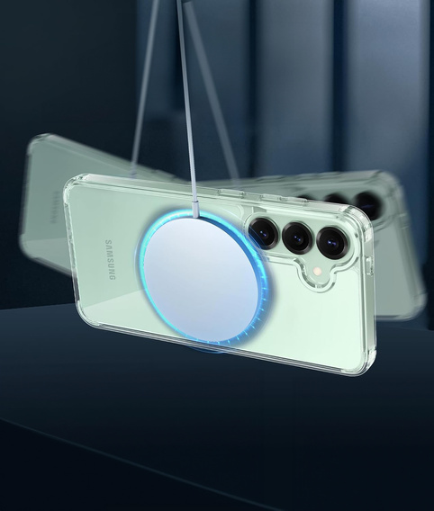 Pouzdro pro Samsung Galaxy S25+ Plus, Fusion Hybrid, pro MagSafe, průhledné + sklo na displej