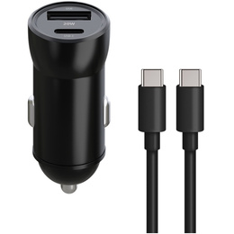 Maxlife PD/QC 20W automobilová nabíječka s kabelem USB-C – USB-C 60W pro smartphony, tablety, navigace a další zařízení s USB/USB-C