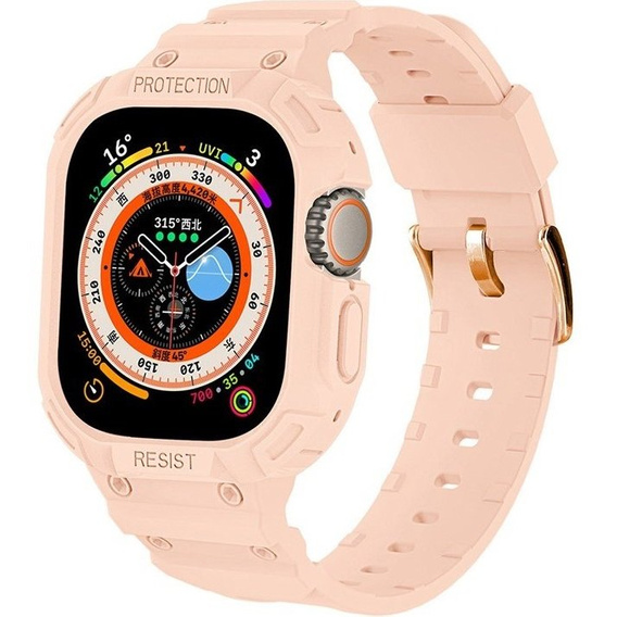 Pasek Silikonowy z Etui do Apple Watch Ultra 49mm, Różowy