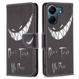 Klopové pouzdro pro Xiaomi Redmi 13C / Poco C65, Wallet, Don't Touch My Phone, modré