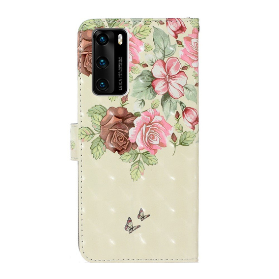 Klopové pouzdro pro Huawei P40, Wallet, butterfly, růžové