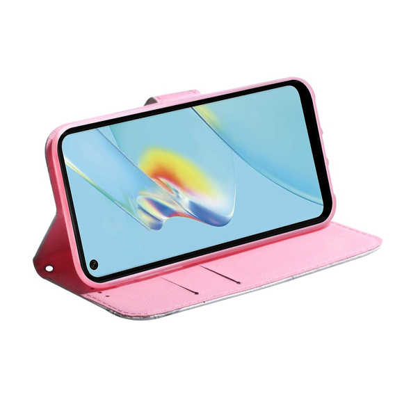 Klopové pouzdro pro Oppo A17, Wallet, kwiat, bílé