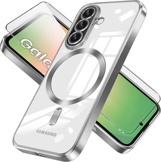 Pouzdro pro Samsung Galaxy A56 5G, Electro MagSafe, stříbrné + sklo na displej