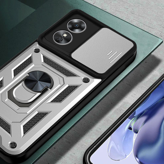 Pouzdro pro Oppo A17, CamShield Slide, stříbrné