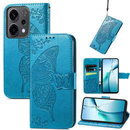 Klopové pouzdro pro Oppo Reno 14, Butterfly, peněženka, modré