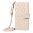Pouzdro s klopou pro Motorola Edge 50 Neo / Motorola ThinkPhone 25, Rhombus Crossbody Leather, béžové