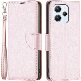Klopové pouzdro pro Xiaomi Redmi 12 4G, Wallet Litchi Magnet, růžové rose gold