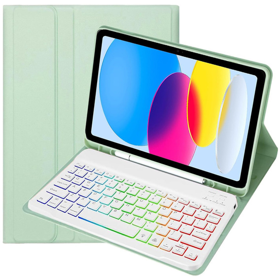 Pouzdro s podsvícenou bluetooth klávesnicí pro iPad 10.9 2022 (10 gen.), zelené