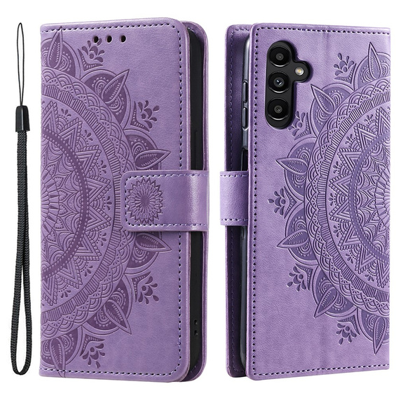 Klopové pouzdro pro Samsung Galaxy A15, Mandala Flower, modré + 9H sklo