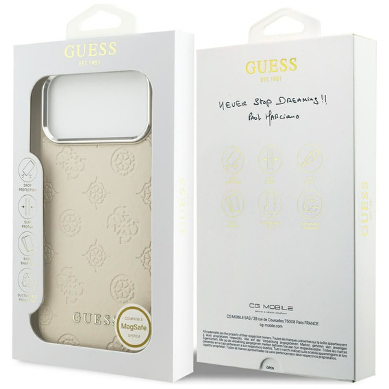 Pouzdro GUESS Peony Hot Stamp Script MagSafe pro iPhone 17 Pro Max
