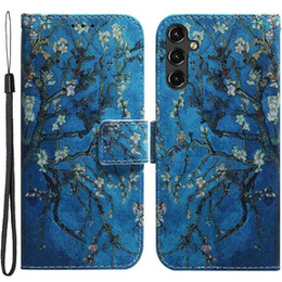 Klopové pouzdro pro Samsung Galaxy A14 4G/5G, Wallet, Sakura, modré