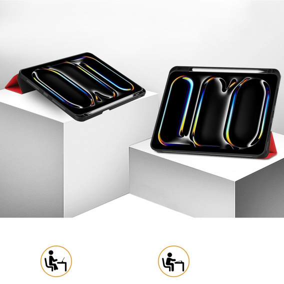 Pouzdro pro iPad Pro 11" 2024 (5 gen.), Smartcase s prostorem pro stylus, červené