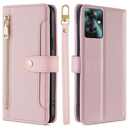 Klopové pouzdro pro Oppo Reno 11F 5G, Wallet Zipper Pocket, růžové