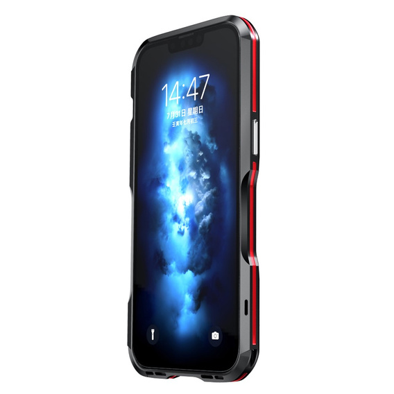 Pouzdro LUPHIE pro iPhone 14, Armor Bumper, černá / červená
